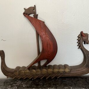 MCM Vintage Burwood Products Co. Viking Ship Wall Decor Original USA